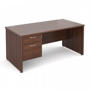 Maestro 25 PL Straight Desk With 2 Drawer Pedestal 1600mm - Walnut pan