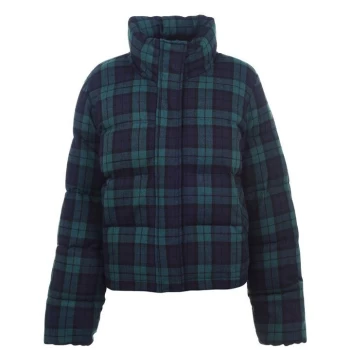 Jack Wills Rowanfield Black Watch Puffer Jacket With Wool - Green