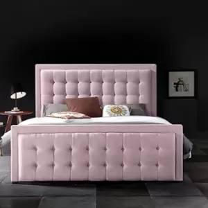 Swain Upholstered Beds - Plush Velvet, Single Size Frame, Pink - Pink