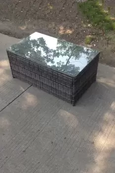 Fimous Dark Grey Outdoor Rattan Oblong Coffee Table