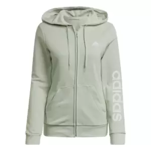 adidas Essentials Logo Full-Zip Hoodie Womens - Linen Green / White
