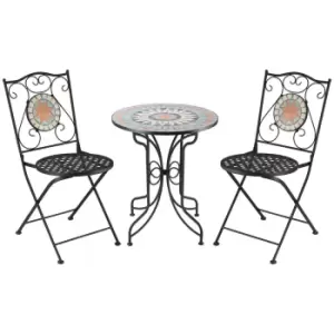 Outsunny 3pc Garden Bistro Set w/Mosaic Tabletop - Light Blue