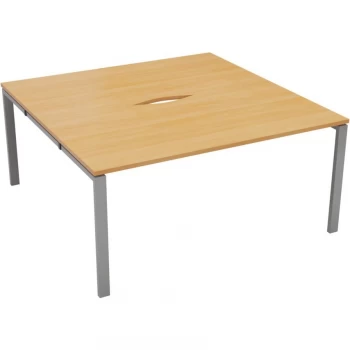 2 Person Double Bench Desk 1400X800MM Each - Silver/Beech