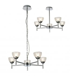 Ceiling 5 Light G9 Ceiling Pendant, Semi Ceiling, Polished Chrome with Clear Prismatic Glass