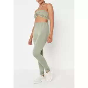 Missguided Ruched Deep Waistband Leggings - Green