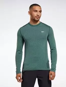 Reebok United By Fitness Myoknit Seamless Long-sleeve Top Long-sleeve Top, Green, Size L, Men