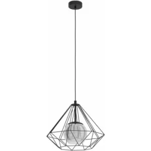 Hanging Ceiling Pendant Light Geometric Black & Glass 1x E27 Hallway Feature