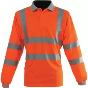 PR470 Large Hi-vis Orange Long Sleeve Polo Shirt