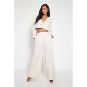 I Saw It First Stone Petite Woven High Waisted Wide Leg Trousers - Brown