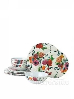 Waterside 12 Piece Blossom Melamine Dinner Set