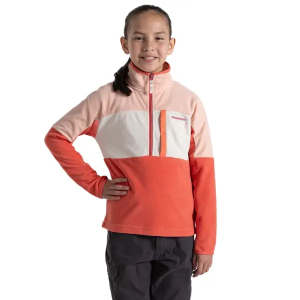 Craghoppers Girls Bromley Half Zip Fleece Jacket 3-4 years Pink Punch/Deep Coral CKA271G-Y5X-3