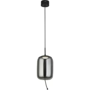 Searchlight Lisbon 1 Light LED Pendant,Black And Smoked Glass 2700K