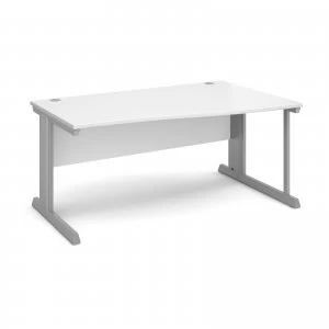 Vivo Right Hand Wave Desk 1600mm - Silver Frame White Top