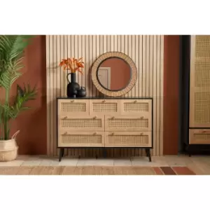 Croxley 7 Drawer Rattan Chest Black - Black