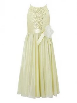 Monsoon Girls Truth Sequin Maxi Dress - Lemon