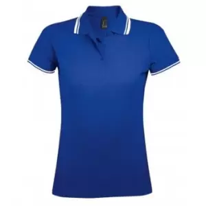 SOLS Womens/Ladies Pasadena Tipped Short Sleeve Pique Polo Shirt (XXL) (Royal/White)