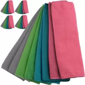 Microfibre Cleaning Cloth 40Pcs Set Multicoloured 30x30cm