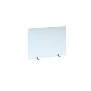 Free standing acrylic 700mm high screen with silver metal feet 1000mm