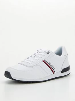 Tommy Hilfiger Iconic Leather Runner Stripes Trainers - White, Size 45, Men