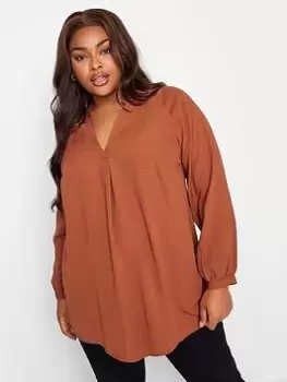 Yours Textured Tunic Rust, Brown, Size 34-36, Women