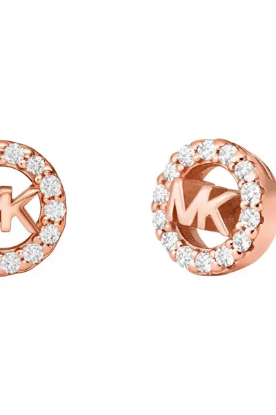 Michael Kors Jewellery Ladies Michael Kors 14K Rose Gold Sterling Silver Logo Stud Earrings MKC1727CZ791