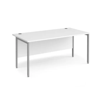 Maestro 25 straight desk 1600mm x 800mm - silver H-frame leg and white top