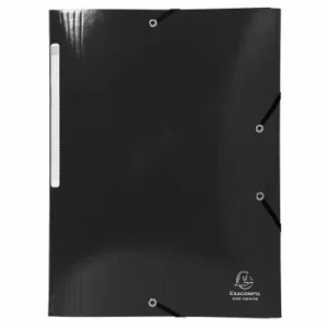 Iderama Elasticated 3 Flap Folder A4, 425gsm, Black, Pack of 25