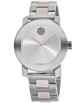 Movado Bold Silver Dial Steel & Ceramic Womens Watch 3600702 3600702