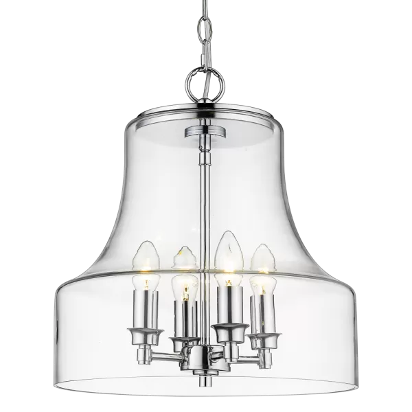 Prague 4 Light Dome Pendant Ceiling Light Silver, E14