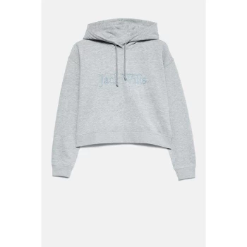 Jack Wills Pedderson Cropped Embroidered Hoodie - Grey