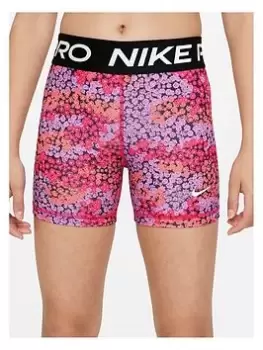 Nike Older Girls Dri-FIT 3" All Over Print Short - Pink, Size Xs=6-8 Years