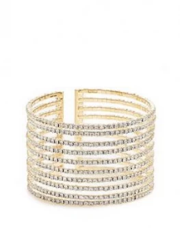 Mood Gold Plated Crystal Dia Lined Cuff Bracelet