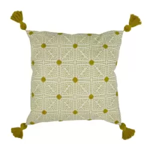 Chia Tufted Cotton Cushion Ochre, Ochre / 50 x 50cm / Polyester Filled