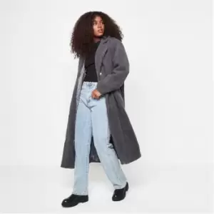 Missguided Longline Borg Teddy Coat - Grey