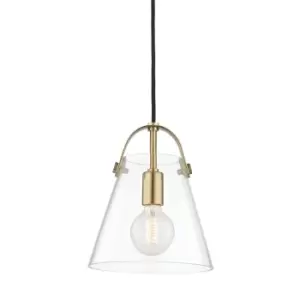 Karin 1 Light Small Pendant Brass, Glass