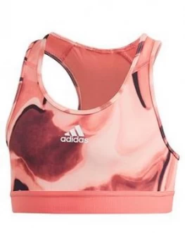 adidas Girls Ask A.R. AOP Bra - Coral, Size 13-14 Years, Women