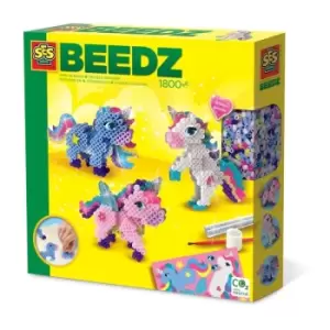 SES CREATIVE Beedz Iron-on Beads Unicorns Pegboard, 1800 iron-on Beads, 5 Years and Above (06263)