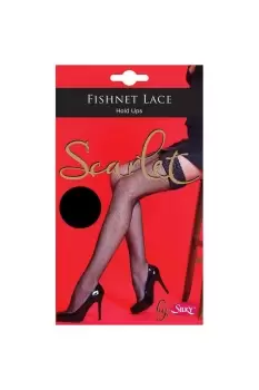 Scarlet Fishnet Lace Top Hold Ups (1 Pair)