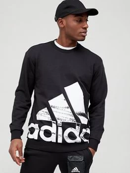 adidas Essentials Badge of Sport Big Logo Sweat Top - Black Size M Men