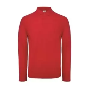 B&C ID.001 Mens Long Sleeve Polo (XL) (Crimson)