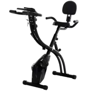 HOMCOM Steel 2-in-1 Exercise Bike w/ Arm Resistance Bands Black