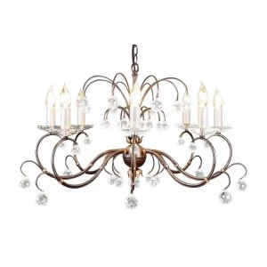 8 Light Chandelier Bronze Patina Finish, E14