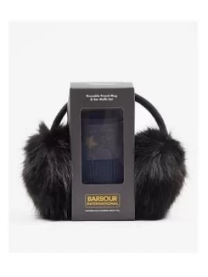 Barbour International Travel Mug And Ear Muff Gift Set -Black