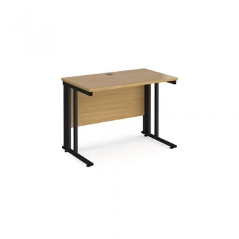 Maestro 25 straight desk 1000mm x 600mm - Black cable managed leg frame and oak top