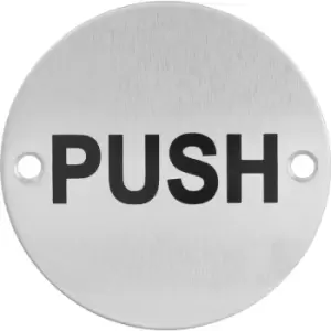 Eclipse Satin Stainless Steel Door Sign Push 76mm in Silver