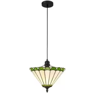 Luminosa Lighting - 1 Light Uplighter Ceiling Pendant E27 With 30cm Tiffany Shade, Green, Crystal, Black