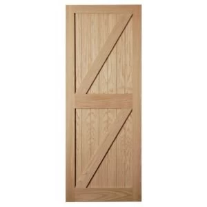 Framed Ledged Braced Oak Veneer Oak Veneer Unglazed External Door H1981mm W838mm