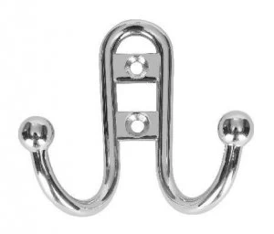 Wickes 2 Pronged Hat and Coat Hook Ball End - Chrome