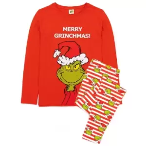 The Grinch Womens/Ladies Christmas Pyjama Set (L) (Red/Green/White)