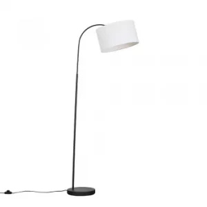 Curva Dark Grey Floor Lamp with Large White Reni Shade